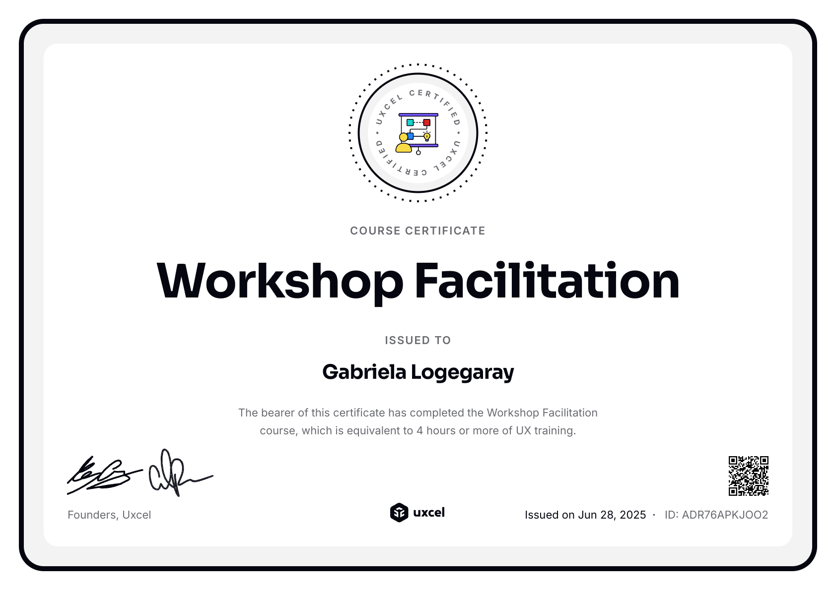Gabriela Logegaray's certificate